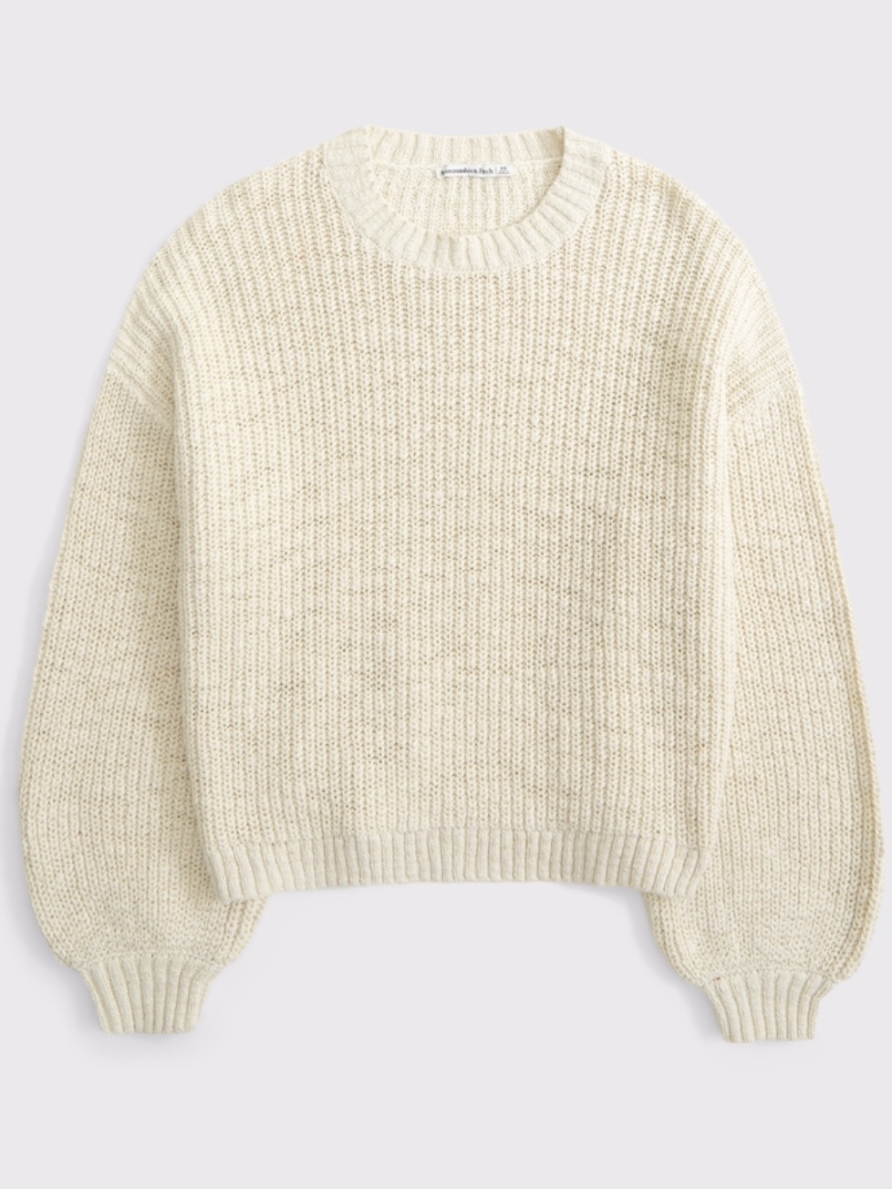 Abercrombie & Fitch Ivory Crewneck Ribbed Knit Sweater